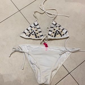 Victoria’s Secret White Tribal Studded Bikini Set